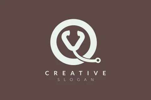 The logo design combines the stethoscope with a circle. Minimalist and modern Stock Illustration