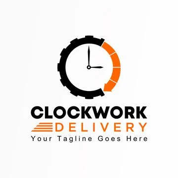 Logo, Design, Concept, Graphic with clock and gear (Clockwork) Stock Illustration