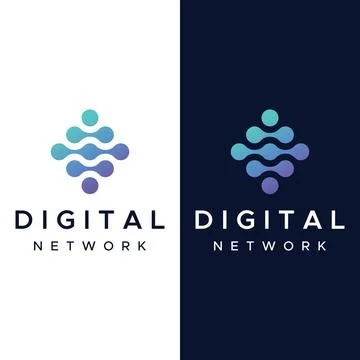 Logo design of futuristic global data or modern internet network.Logotype f.. Illustrazione stock