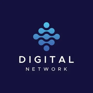 Logo design of futuristic global data or modern internet network.Logotype f.. Illustrazione stock