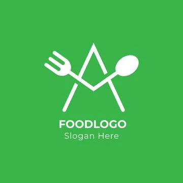 Logo design initial A combine with fork and spoon. Stock Illustration