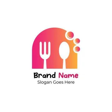 Logo design initial M combine with fork and spoon. Stock Illustration