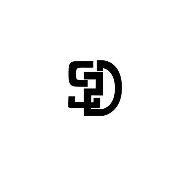 Logo Design Letter S D Black Color. Stock Illustration