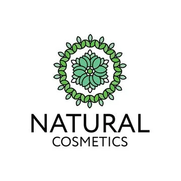 Logo design of natural cosmetics, suitable for placement on box, shampoo, soa Stock Illustration