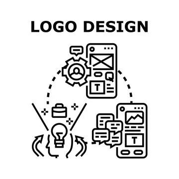 Logo design process creating brand identity for business Stockillustratie