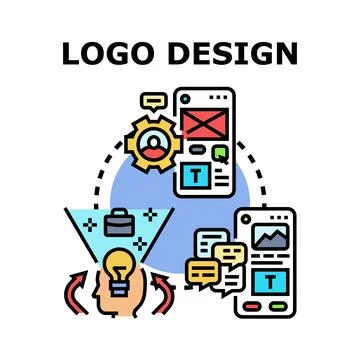 Logo design process creating brand identity for business Stock Illustration