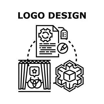 Logo design process creating branding identity elements Stock Illustration