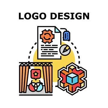 Logo design process creating branding identity elements Stock Illustration