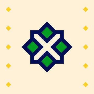 Logo design, simple geometric shapes, diamonds squares and X inside the squar Illustrazione stock