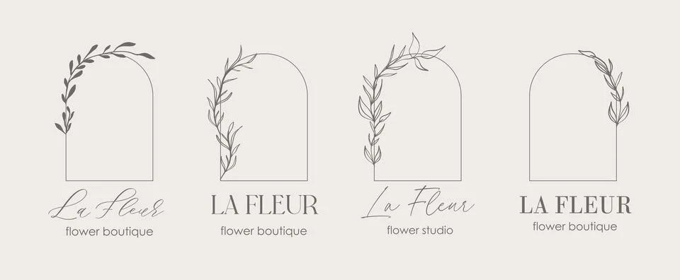 Logo design template and monogram concept in trendy linear style with arch -  Stock Illustration