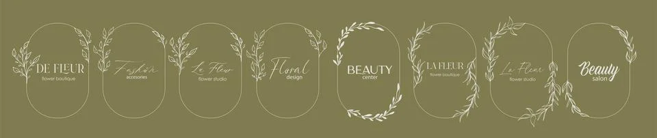Logo design template and monogram concept in trendy linear style with arch,fl Stock Illustration