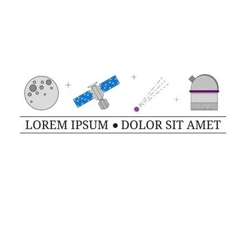 Logo design template with astronomy linear icons. Stock Illustration