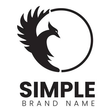 Logo design template, with a bird icon in a black circle simple Stock Illustration