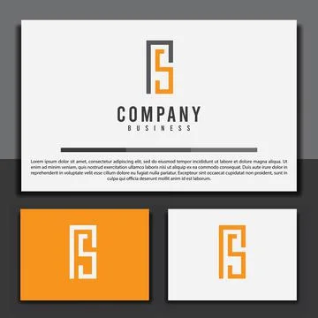 Logo design template, with a combination of the letters P and S geometric icons Illustrazione stock