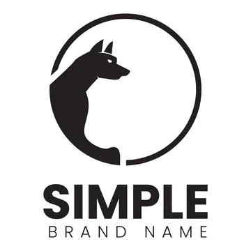 Logo design template, with a dog head icon in a black circle Illustrazione stock