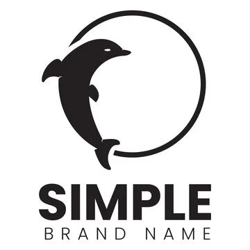 Logo design template, with a dolphin icon in a black circle Illustrazione stock