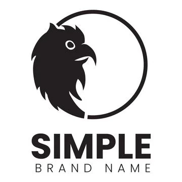 Logo design template, with a falcon head icon in a black circle Stock Illustration