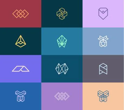 Logo design template | geometric line logo set Stock Illustration