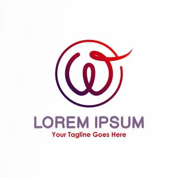 Logo, Design, Vector, Concept, Image, Abstract, Graphic, Symbol, Font W circle Stock Illustration