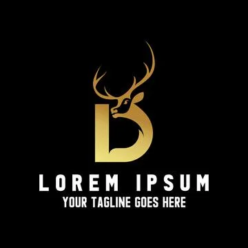Logo, design, vector, D shape with the concept of a deer animal Stock Illustration