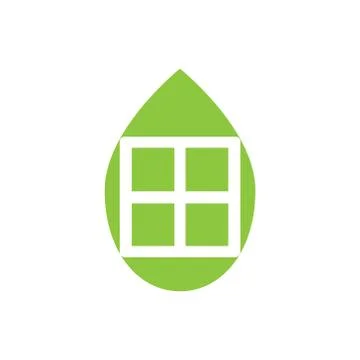 Logo design for windows on the background of a green leaf Stock Illustration