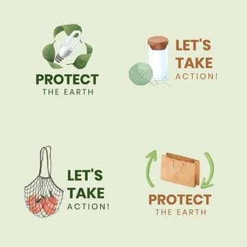 Logo design with World Environment Day concept,watercolor style Illustrazione stock