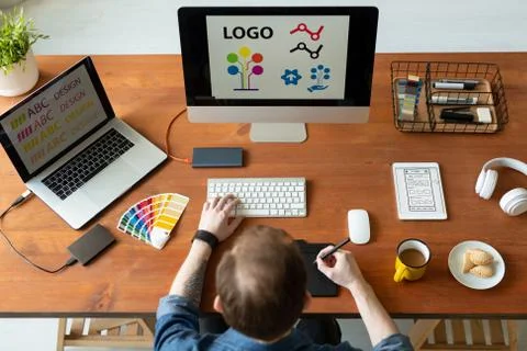 Logo designer at work Stock Photos
