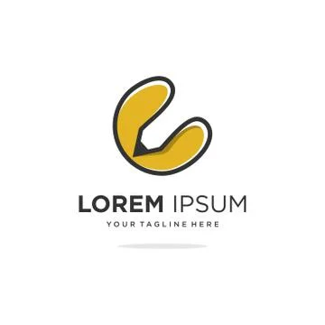 Logo designs with creative pen Premium Vector Stock Illustration