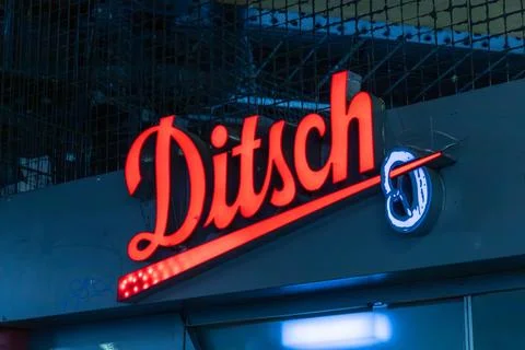 Logo of Ditsch on their main bakery for Berlin. Ditsch is a german chain of b Stock-Fotos