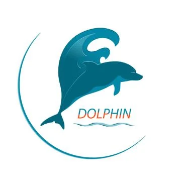 Logo Dolphin and Wave Stock Illustration