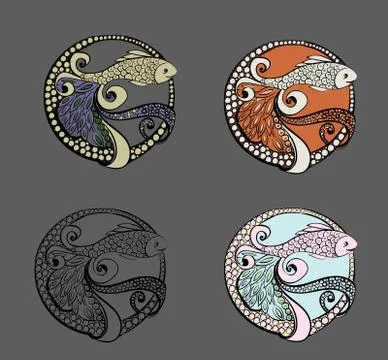Logo Doodle fish. Hand drawn vector illustration Illustrazione stock