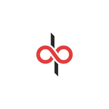 Logo dp letters combination, d and p initials geometric infinity shape mockup Stock Illustration