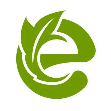 Logo e letter with leaves Stock Illustration