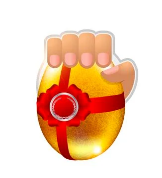 Logo Easter egg in the hand. Stock Illustration