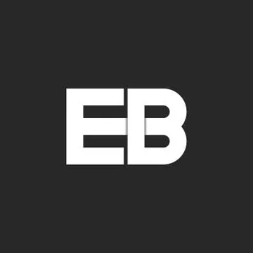 Logo EB initials monogram bold font, two white letters E and B combination on Stock Illustration