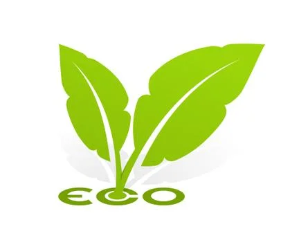 Logo Eco with green leafs Stock Illustration