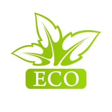 Logo Eco with green leafs Stock Illustration