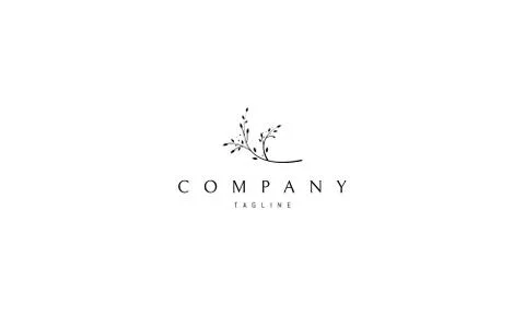 Logo of elegant sprigs with leaves and flowers. Stock Illustration