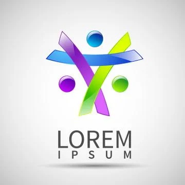 Logo element Abstract people icon Design Stock Illustration