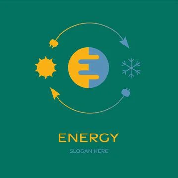 Logo of energy circulation process, service. Using and save energy. Interrela Stock Illustration