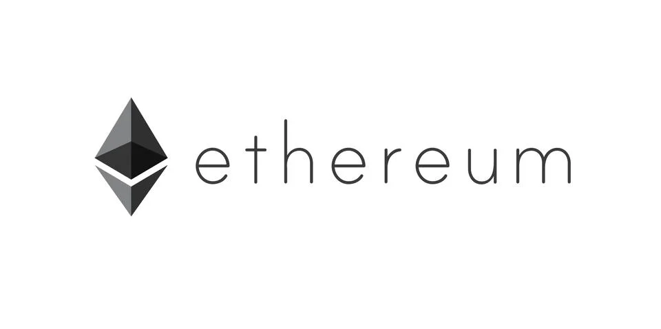 Logo of ethereum encryption technology Stock Photos