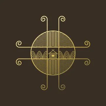 Logo ethno on brown Stock Illustration