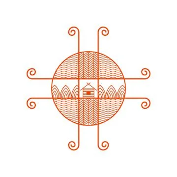 Logo ethno landscape Stock Illustration