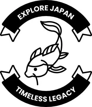 A logo for Explore Japan that features a fish Stock Illustration