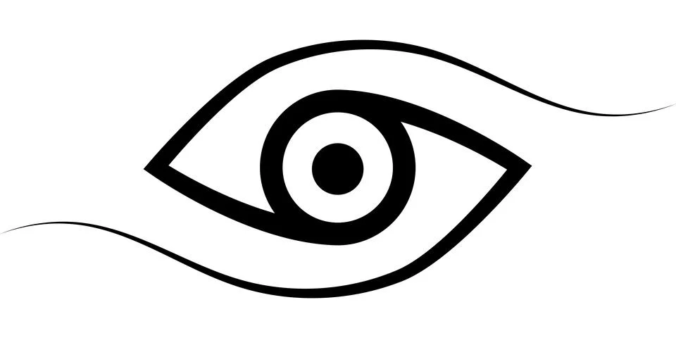 Logo eye calligraphic lines, vector elegant eye symbol insight foresight pride Stock Illustration