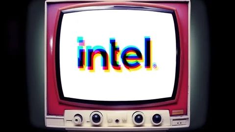 Logo famous glitch tv Intel Stock Footage 303561968