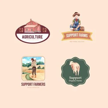 Logo with farm organic concept design for branding,icon,sign and marketing wa Stock Illustration