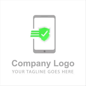 Logo Fast Full Protection Smart Phone Gray Smartphone With Shield Protection  Stock Illustration