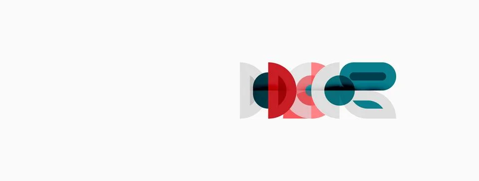 Logo features abstract shapes, overlapping circles, red, teal, gray colors. Stock Illustration