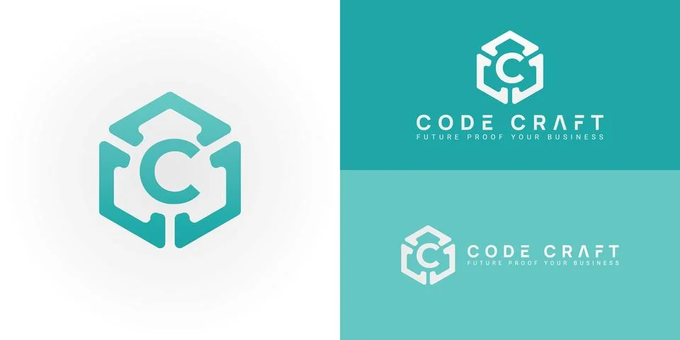 The logo features a central C surrounded by an abstract hexagon Stock Illustration